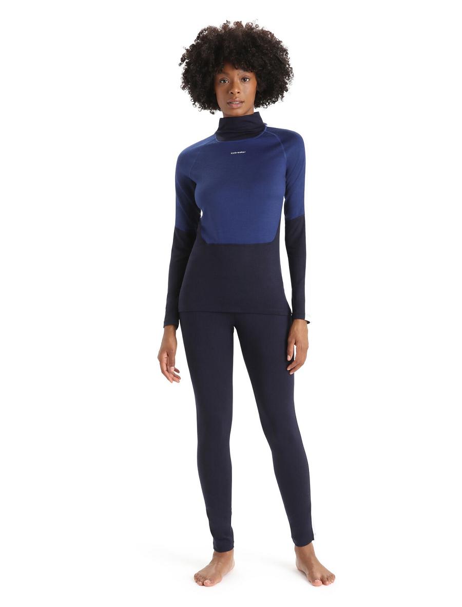 Base Layers Icebreaker Merino 200 Sonebula Thermal Leggings Damskie Granatowe Białe | PL 1092HAPK